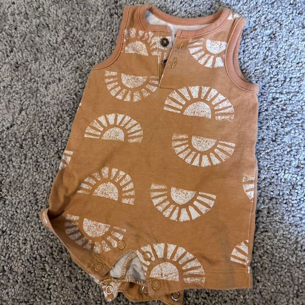 Carter-s Men's Tan and Orange Playsuit-romper